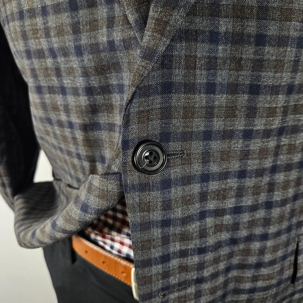 Daniel Hetcher Men's Sport Coat Blazer Two Button Checked Wool Multi-color 44S‎